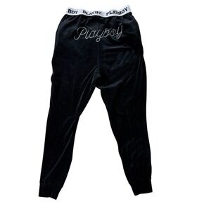 Playboy Bunny Black Velour Pacsun Rhinestone Track Pants Spell Out  Loungewear